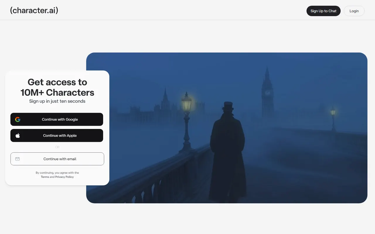 Portada de Character.AI con personajes populares creados por la comunidad